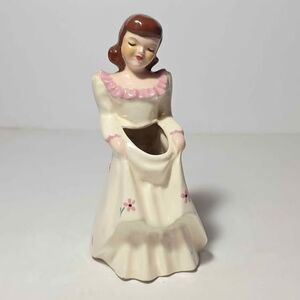 Lady Young Girl Planter Figurine Vintage